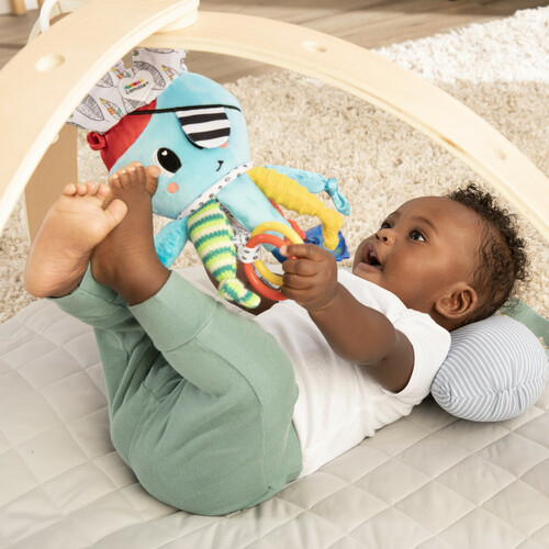 Captain Calamari. Eight knottie legs, peekaboo mirror, and textures babies love.